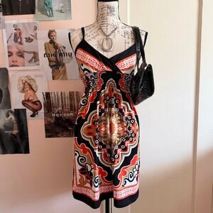 Y2K Pucci-Inspired Paisley Smocked Dress